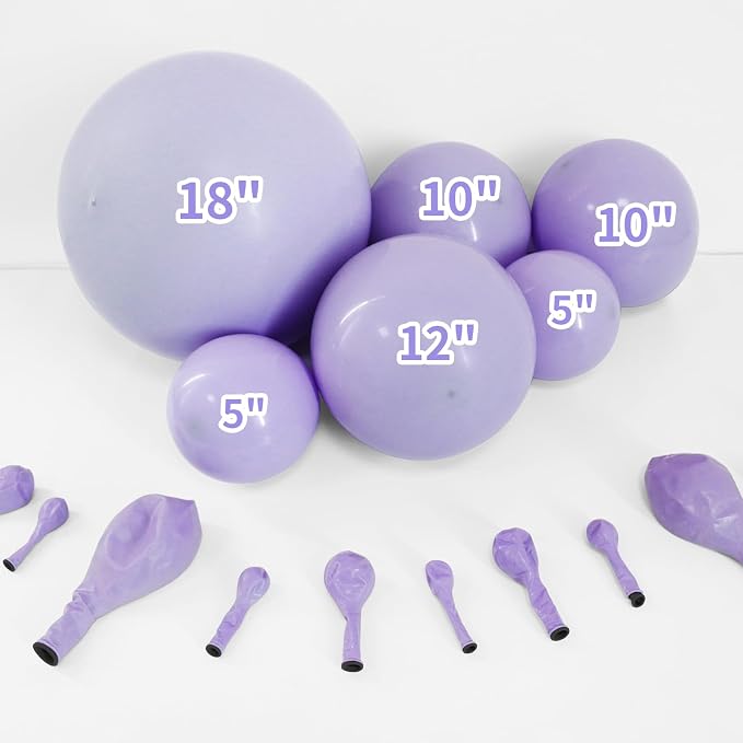 Dusty Purple Double Stuffed Balloons Different Size 115Pcs 5/10/12/18" Light - Image 3