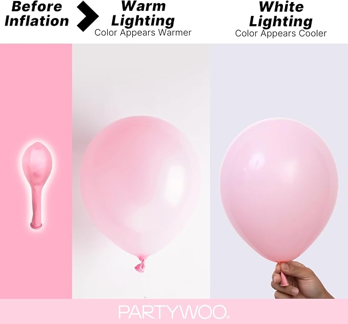 PartyWoo Light Pink Balloons 140pcs Pastel Pale Baby Pink Color | 18 12 10 5 - Image 3