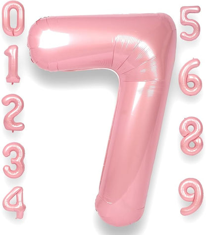 RainbowQ Pink 7 Balloon Number 40 Inch 0-40 Foil Large Balloons | Big Mylar 7 by RainbowQParty