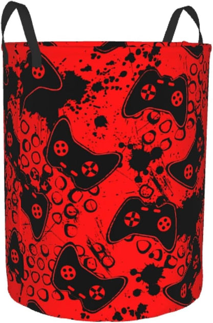 Game Joysticks Red Background Round Laundry Hamper Storage Basket Toys Clothes - Image 8