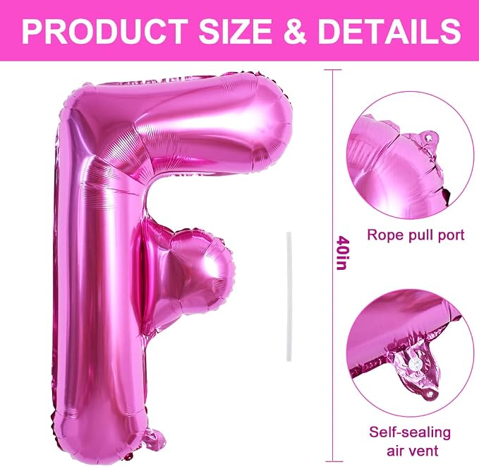 TONIFUL 40 Inch Large Rose Red Letter F Balloons - Image 3