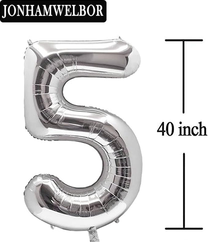 Jonhamwelbor 50 Number Balloons Silver 50 Years old Big Large Giant Jumbo Foil - Image 2