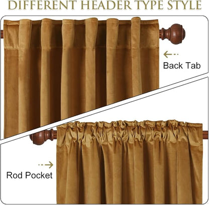 Gold Brown Velvet Blackout Curtains - Image 3