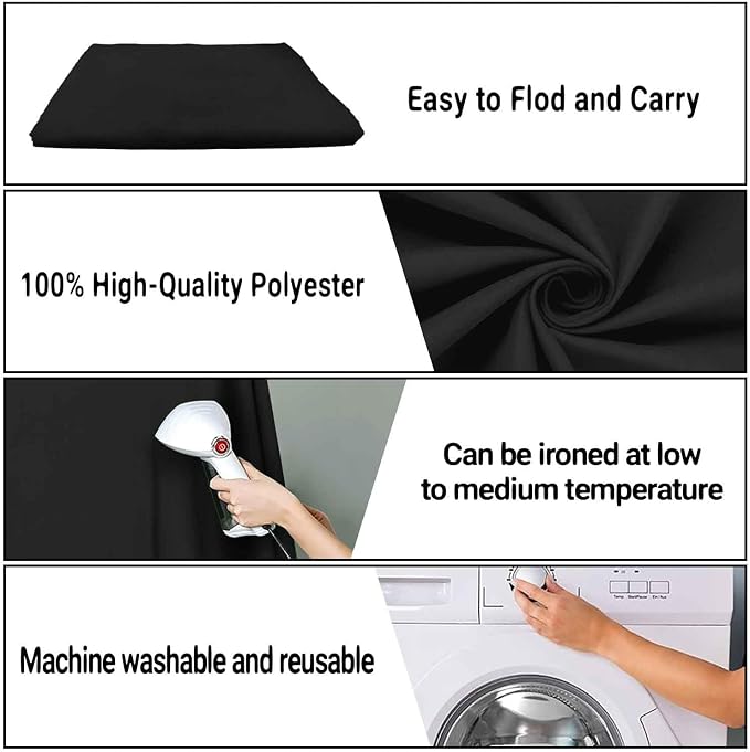 Black Photography Backdrop for Photoshoot, Fabric 10x10ft | Polyester Studio - Image 7