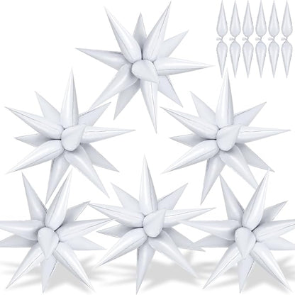 72 PCS White Star Balloons, 26 Inch Star Foil Explosion Balloons, Large Spike by GCTWFYK