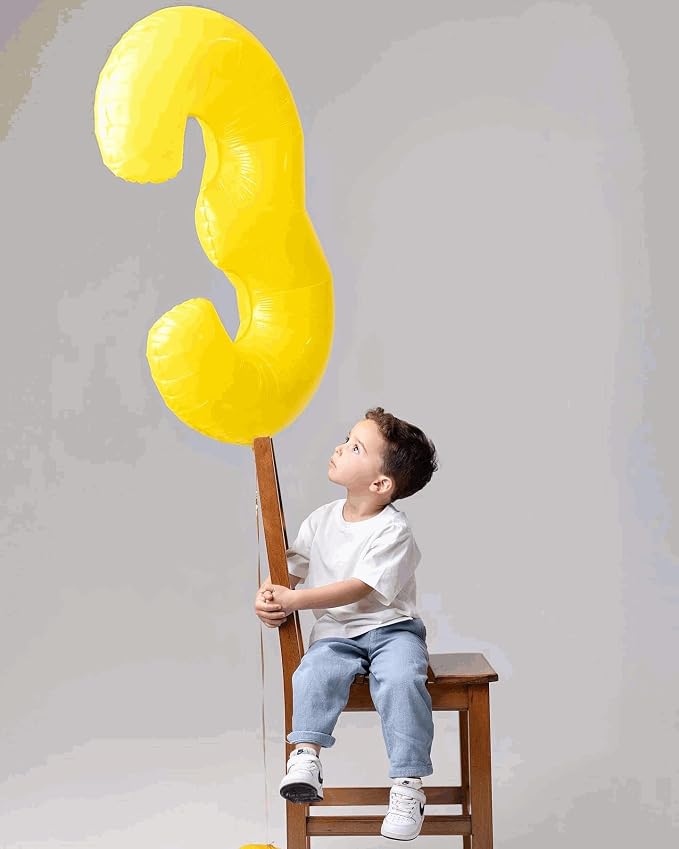 5 Balloon - Macaron Yellow Birthday Number Balloons, 40 Inch Decorations | - Image 3