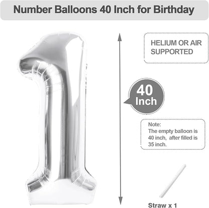 Number Balloons 40 Inch Silver 0 Balloon - Image 5