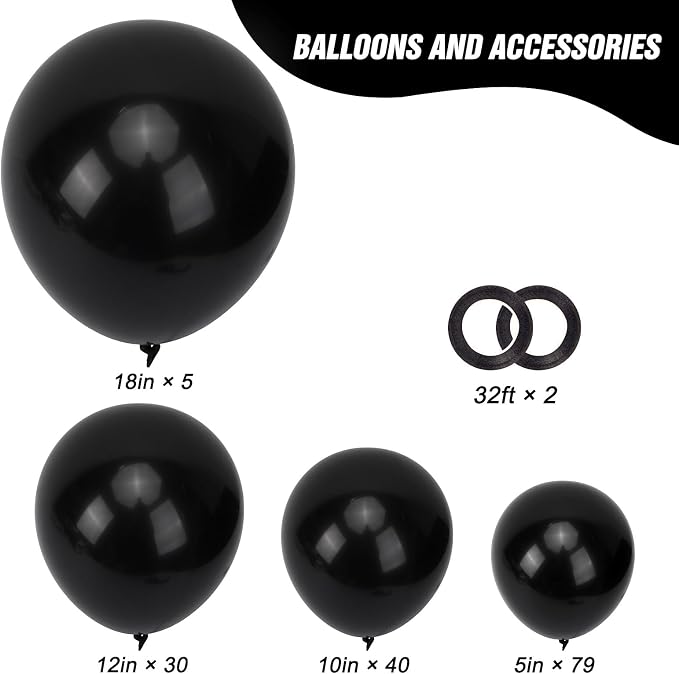 RUBFAC Balloons Black Balloon Arch - Image 2