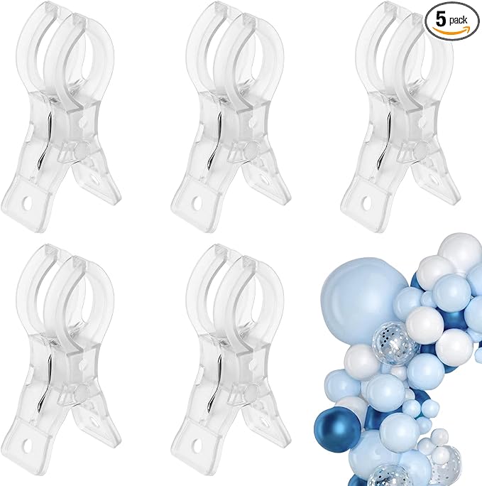 5 Pack Large Balloon Arch Clips, 3.5 Inch Clear Plastic Spring Clamps by Unknown