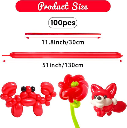 100Pcs Red 260 Balloons, Long Balloon - Image 2