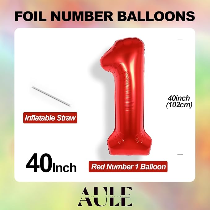 AULE 40 Inch Red 35 Balloon Number Foil 0-9 Birthday Big Numbers | Birthday - Image 4