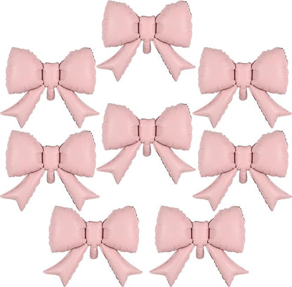 8pcs Pink Bow Foil Balloons - Image 7