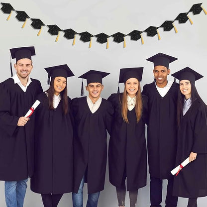 Graduation Decoration Banners 2026 Black Glitter Graduation Hats Banners | - Image 8