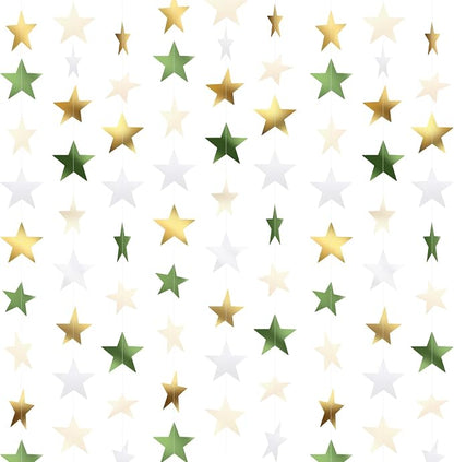 Patelai 130 ft Star Garland Banner Decor, Sage Green by Patelai