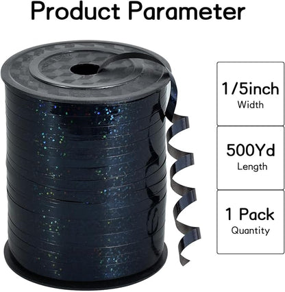 BEISHIDA 500 Yards Black Ribbon Crimped Curling Shiny Metallic Balloon String - Image 3