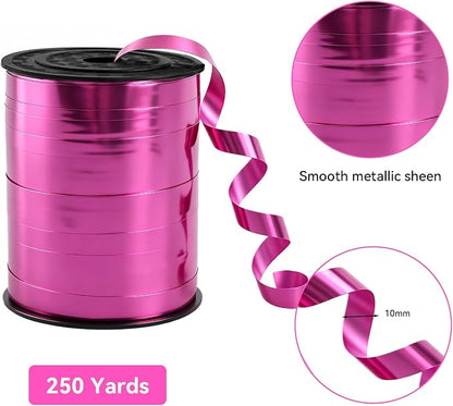 TONIFUL 250 Yards Shiny Pink Curling Ribbon 10mm Wide Balloon String | Pink - Image 2