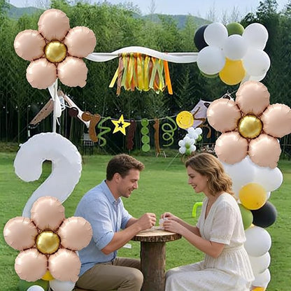 Daisy Balloons Pink Flower Balloons Kit Groovy Party Decorations - Image 2