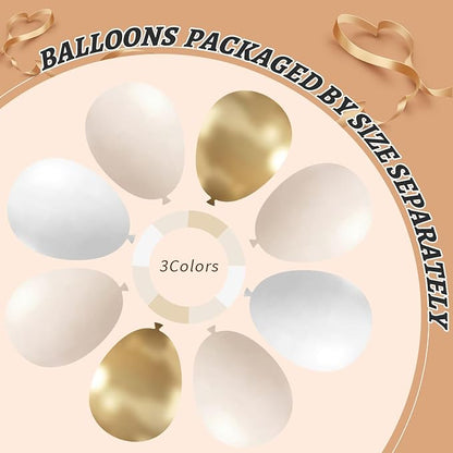 412pcs Sand White Gold Balloon Arch Kit, 18 12 10 5 Inch Different Size White - Image 4