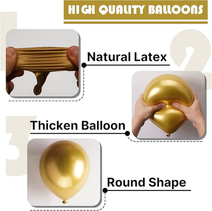 PartyWoo Gold Balloons 100pcs Metallic Gold Chrome Color 5 Inch | Balloons - Image 8