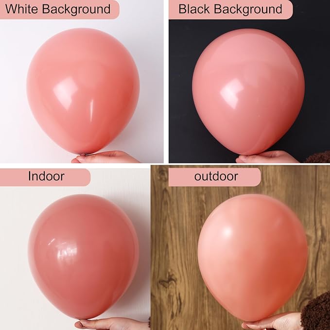 RUBFAC Pink Balloons Different Sizes Dusty Rose Balloon Arch Kit 129pcs | Latex - Image 3