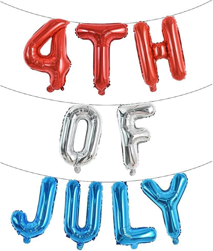 TONIFUL 16 Inch 4th of July Balloons Banner Fourth of July Letter Foil Balloons by TONIFUL