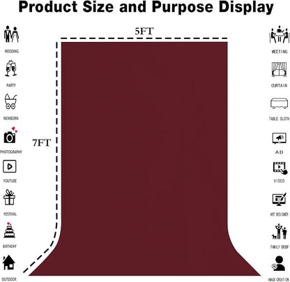 Burgundy Photography Backdrop for Photoshoot, Fabric 5x7ft | Polyester Studio - Image 8