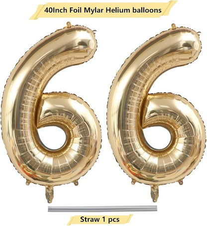 Light Gold Number 66 Foil Balloons 40 Inch Champagne Gold 66 Mylar Balloon | - Image 4