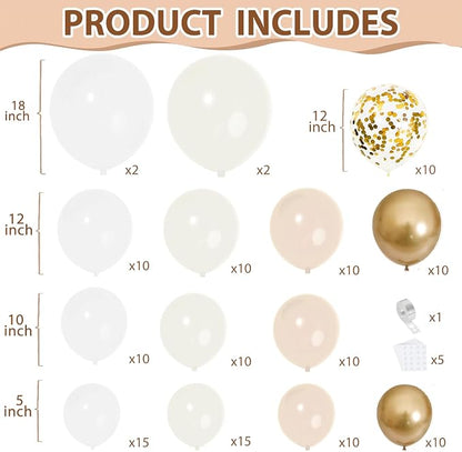 Sand White Ivory Gold Balloon Arch Kit, Party Decoration | Light White Beige - Image 2