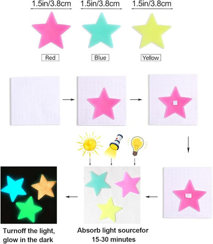 AM AMAONM 200pcs Glow in The Dark Luminous Stars Fluorescent Noctilucent - Image 6