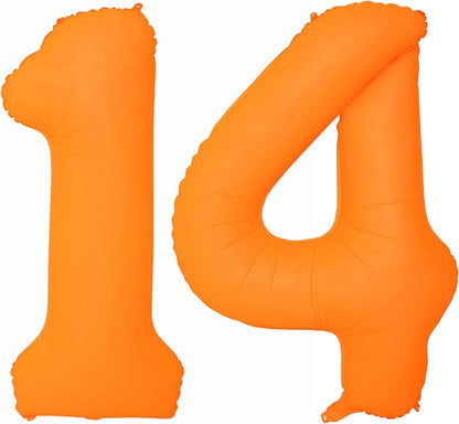 Orange Birthday Number 14 Balloon 40IN Fluorescent Orange 41 Balloon | by YOIOZAIZAI