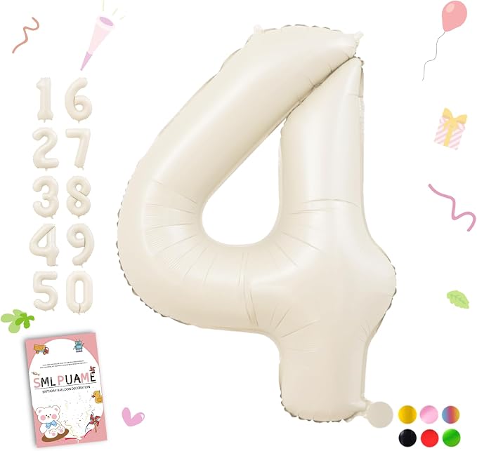 40 Inch Beige Number 4 Balloons by Smlpuame