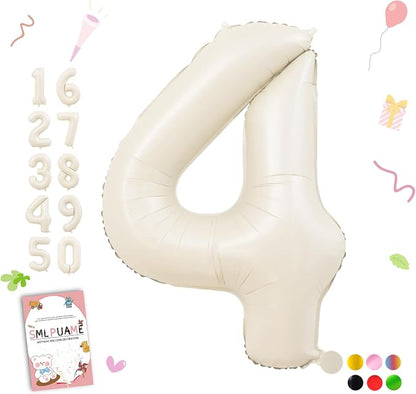40 Inch Beige Number 4 Balloons by Smlpuame