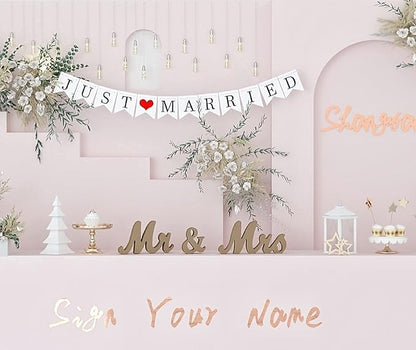 VIOPVERY Wooden Mr & Mrs Wedding Sign - Image 4