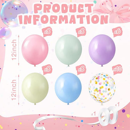 Civaner 48 Pieces Pastel Balloons Bulk 12 Inch Macaron Rainbow Confetti Latex - Image 2
