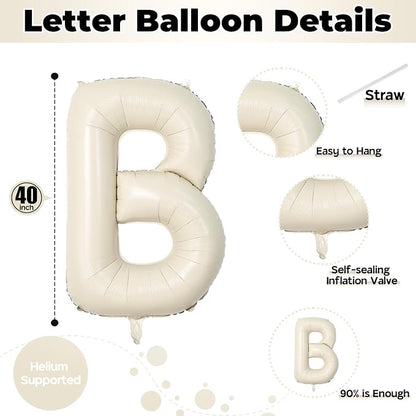 40 Inch Beige BABY Balloon for Baby Shower, Large Cream White Baby Foil - Image 2