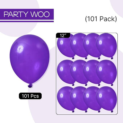 PartyWoo Dark Purple Balloons 101pcs 12 Inch Royal Purple Latex Helium Balloons - Image 7