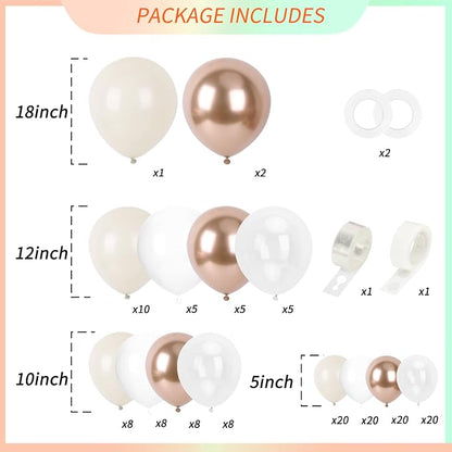 RUBFAC White and Champagne Gold Balloons Arch Kit - Image 2