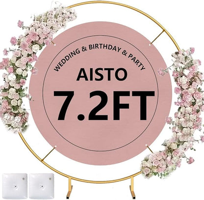 Round Backdrop Stand 7.2FT Arch Balloon Golden Metal Circle Garland Frame by Aisto