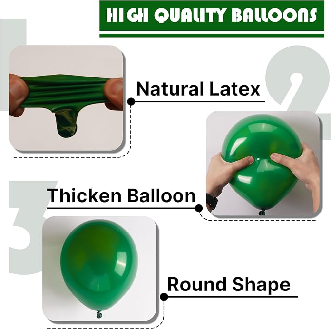PartyWoo Dark Green Balloons 100pcs Emerald Forest Green Color | 5 Inch Balloons - Image 7
