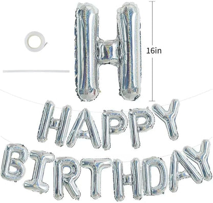 TONIFUL Laser Silver Happy Birthday Balloons Banner Decorations - Image 2