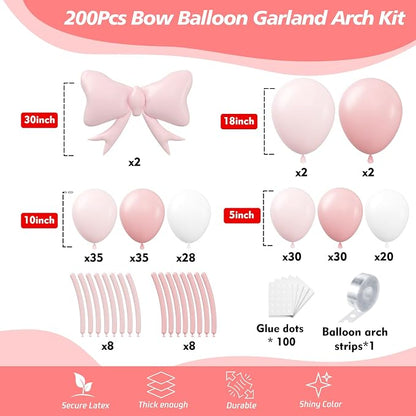 Pink Bow Balloon Garland Arch Kit - Image 2