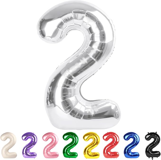 2 Balloon Numbers 40 In Big Balloons Silver Party Decorations by Mluchee