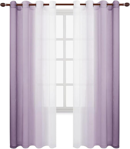 DWCN Ombre Faux Linen Extra Long Sheer Curtains - Image 7