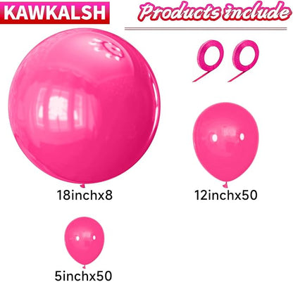 Hot Pink Balloon Arch Kit 111Pcs 18 12 5 Inch Latex Party Balloons Garland - Image 4