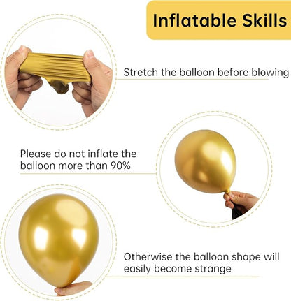 RUBFAC Gold Balloons Different Sizes Chrome Gold Balloon Arch Kit 129pcs | - Image 3