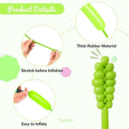 100Pcs Light Green 260 Balloons, Long Balloon - Image 3