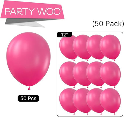 PartyWoo Hot Pink Balloons 50pcs Magenta Fuchsia Color 12 Inch | Balloons - Image 8