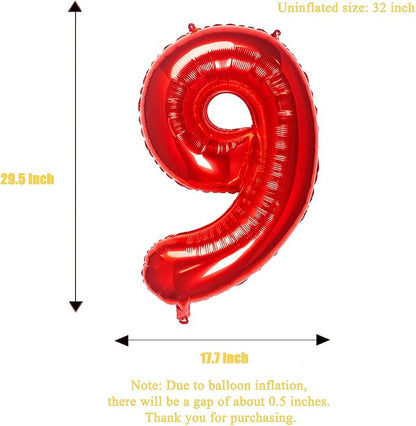 32 inch Red Number 9 Balloon - Image 4