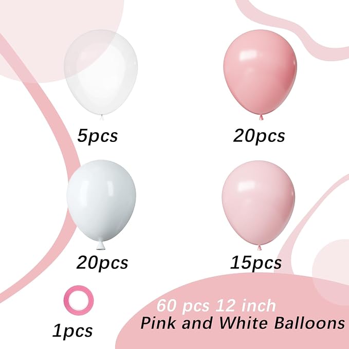 Pink and White Latex Balloons, Baby Shower Party Decorations - Image 2