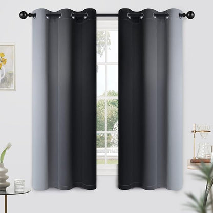 Yakamok Ombre Curtains Black and Greyish White - Image 2